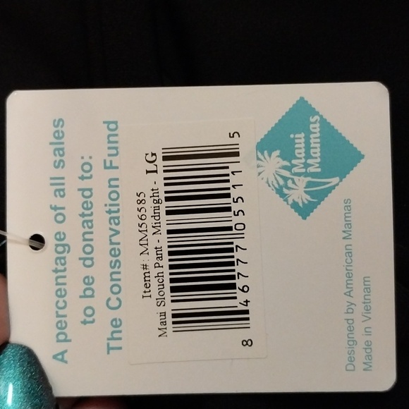 MAUI MAMAS BRAND BLACK SLOUCH PANT ANKLE LENGTH WIDE LEG size large - Picture 8 of 9